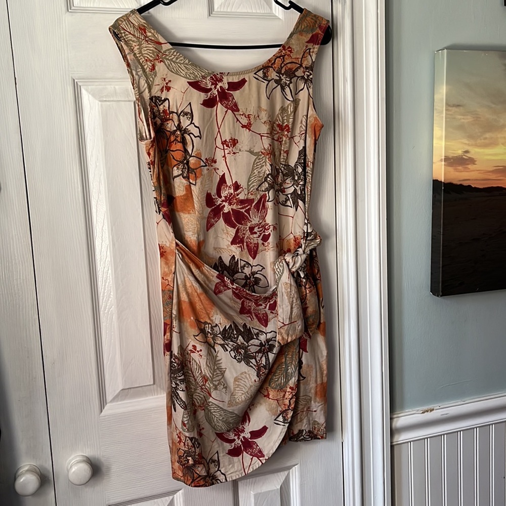Caribbean Joe floral wrap waist style dress size Medium